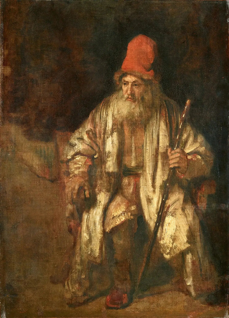 Ritratto di un vecchio uomo seduto con un cappello rosso - Rembrandt