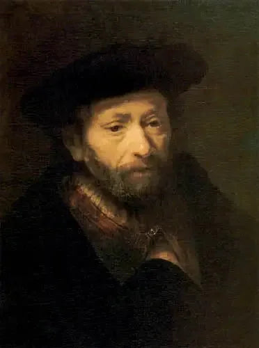 Ritratto di un vecchio uomo barbuto con una mano nel suo cappotto - Rembrandt