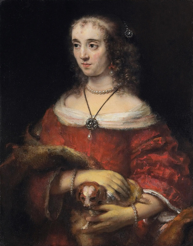 Ritratto di una donna con un cane in braccio - Rembrandt