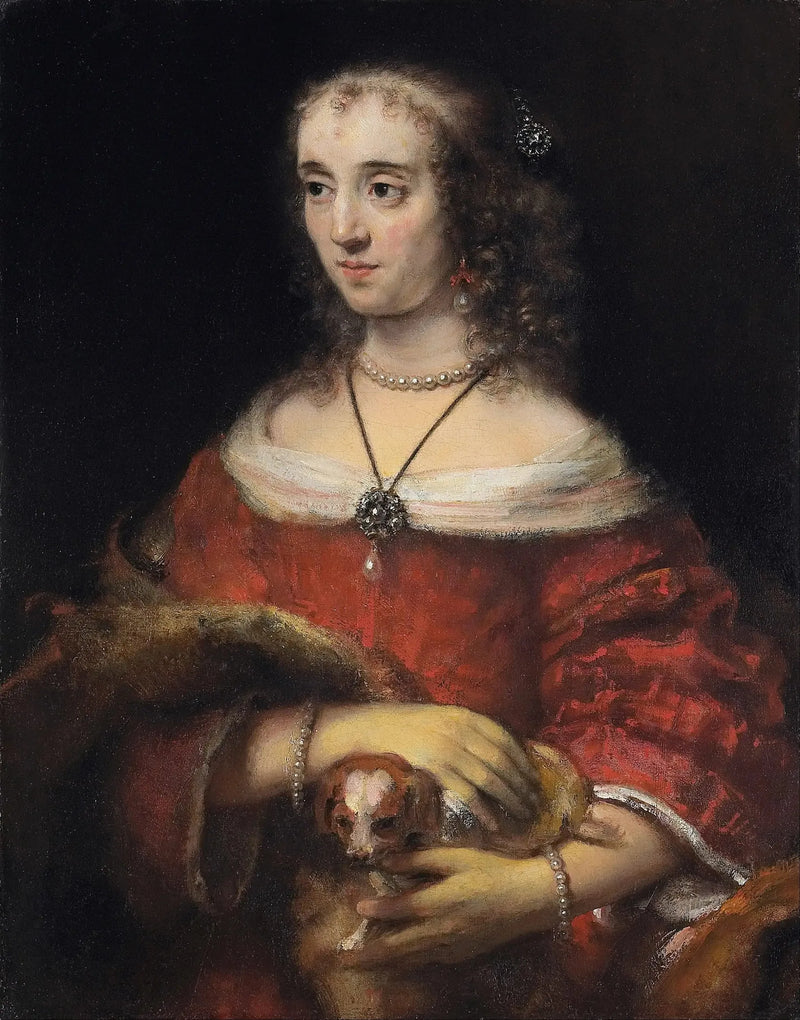 Ritratto di una donna con un cane in braccio - Rembrandt