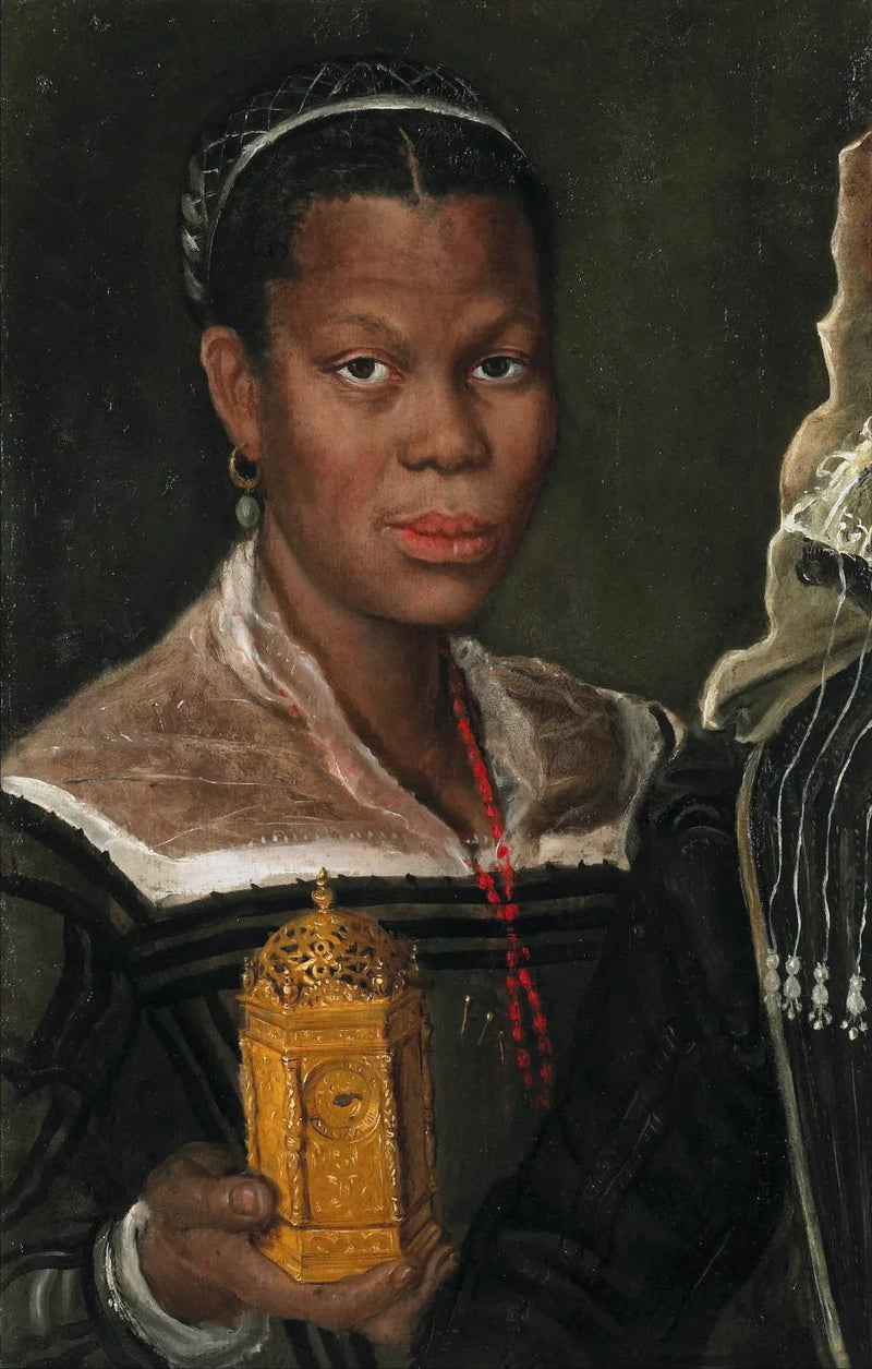 Ritratto di una donna africana che tiene un orologio - Annibale Carracci