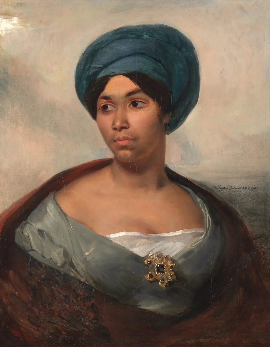 Ritratto di una donna con un turbante blu - Eugène Delacroix