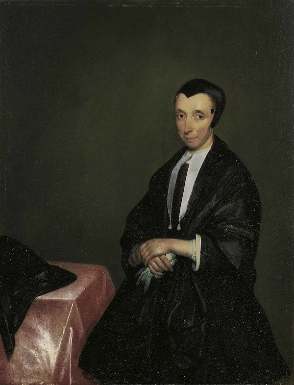 Portrait d'une femme devant une table - Gerard ter Borch image 1 reproduction d’œuvre d’art à l’huile