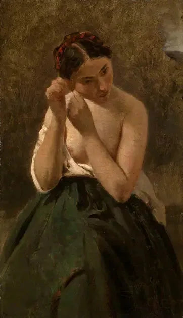 Portrait d'une femme - Jean-Baptiste Camille Corot image 1 tableau peint à l’huile sur toile