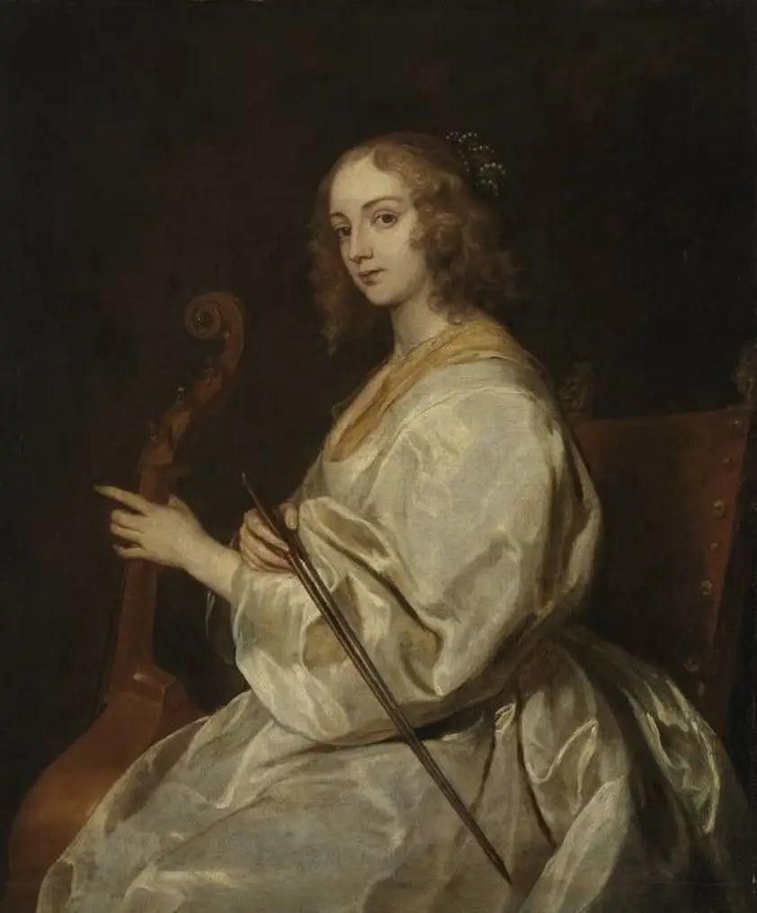 Portrait d'une femme jouant de la viole de gambe, anciennement identifiée comme Margaret Lemon - Antoine van Dyck image 1 reproduction artisanale de tableau