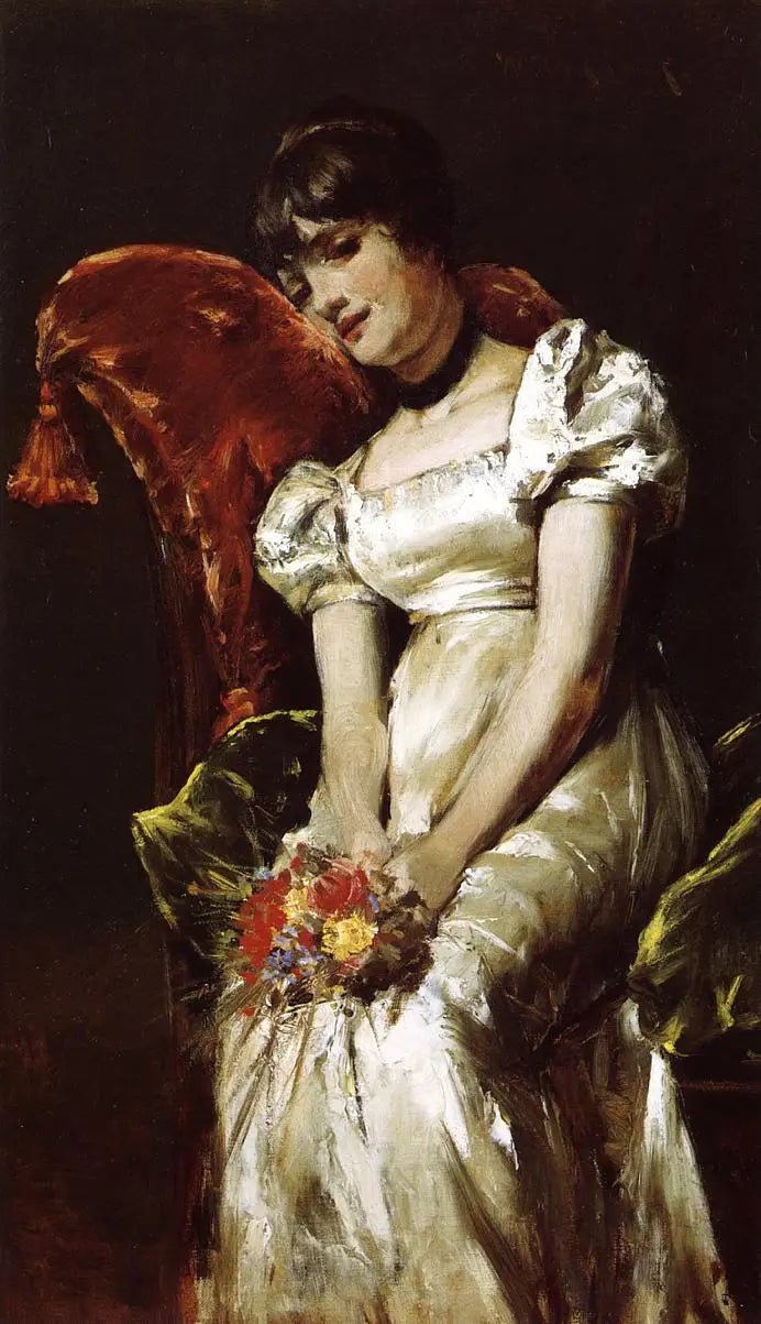 Ritratto di una giovane ragazza seduta con un mazzo di fiori - Pierre-Auguste Renoir