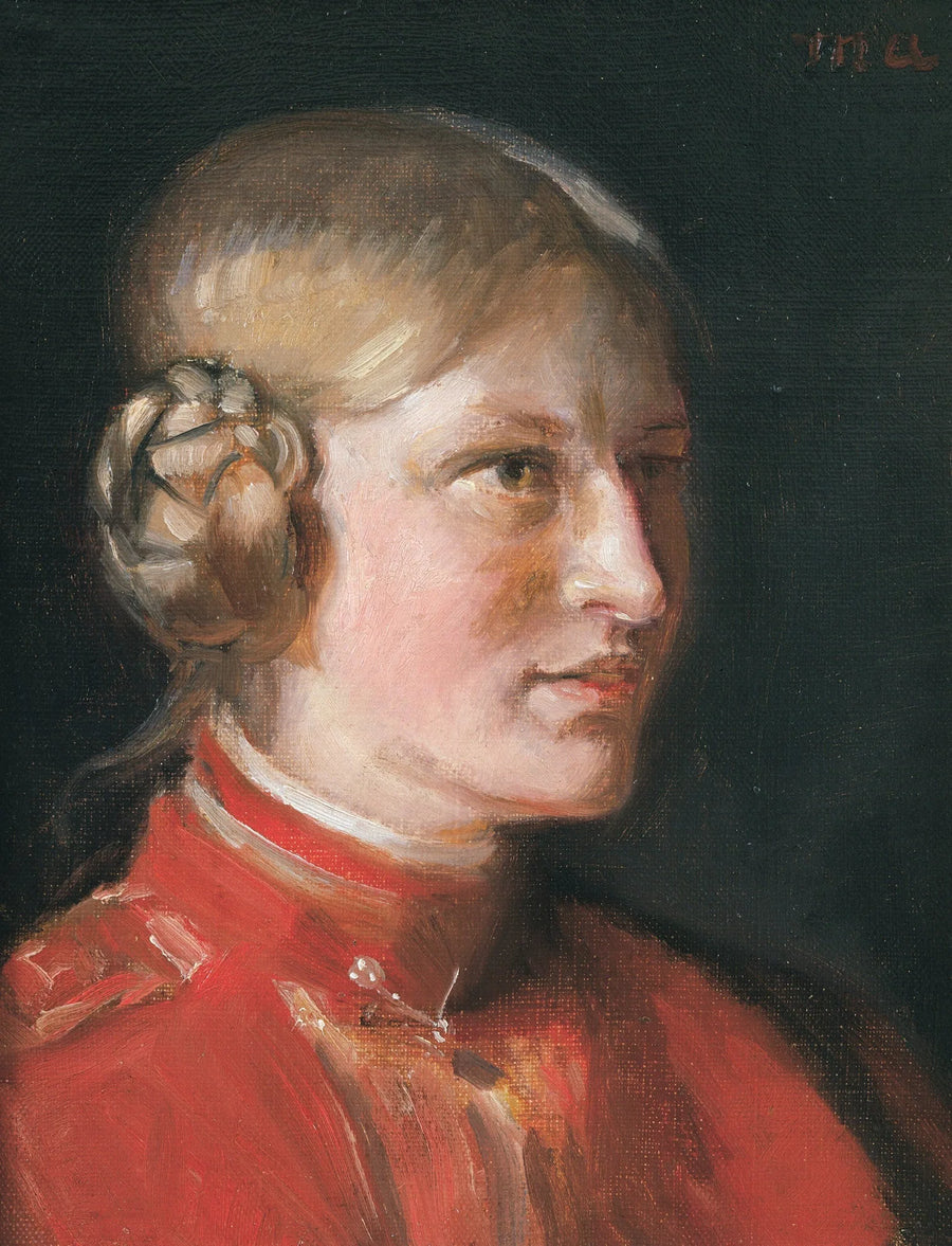 Ritratto di una giovane ragazza con un vestito rosso - Michael Peter Ancher