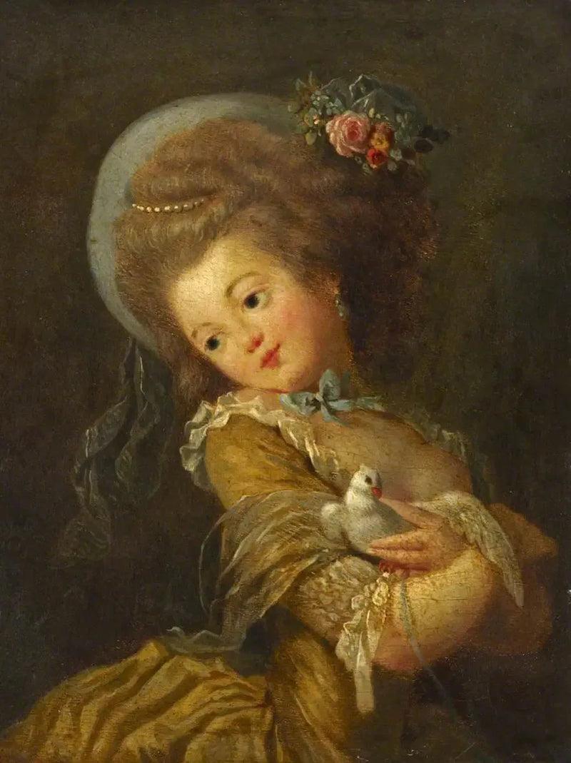 Ritratto di una giovane ragazza che tiene una colomba - Jean-Honoré Fragonard