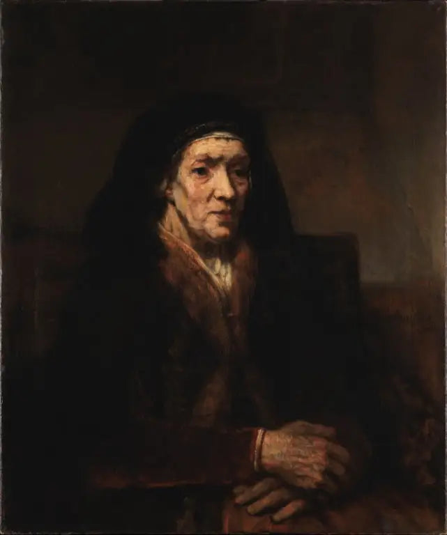 Portrait d'une vieille femme assise, les mains jointes - Rembrandt image 1 tableau peint à l’huile sur toile