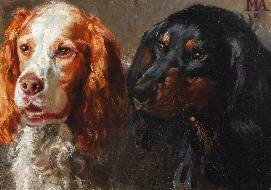 Ritratto di due cani da caccia. - Michael Peter Ancher