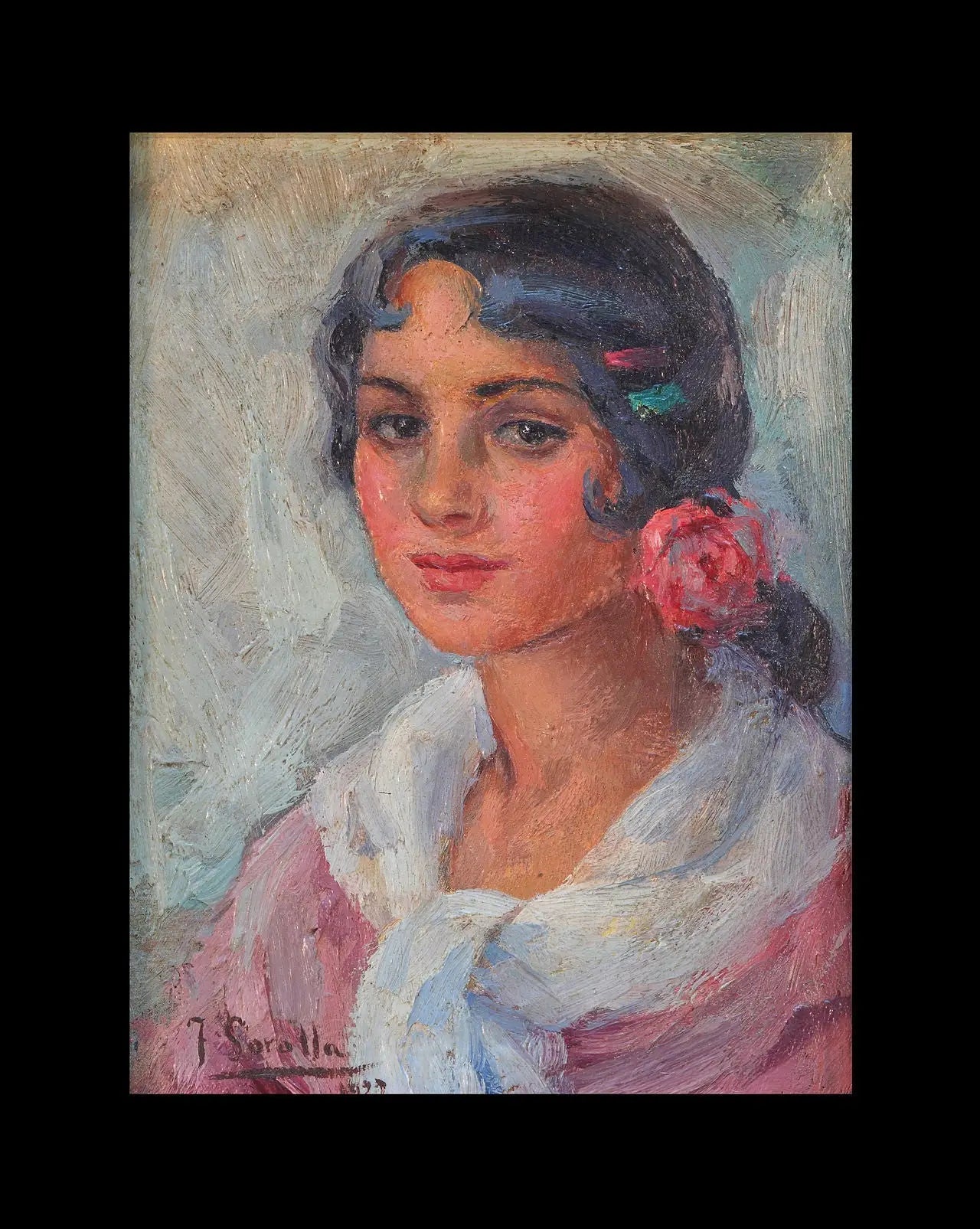 Reproduction du tableau « Portrait de femme - Joaquín Sorolla » par Alpha Reproduction en peinture à l’huile