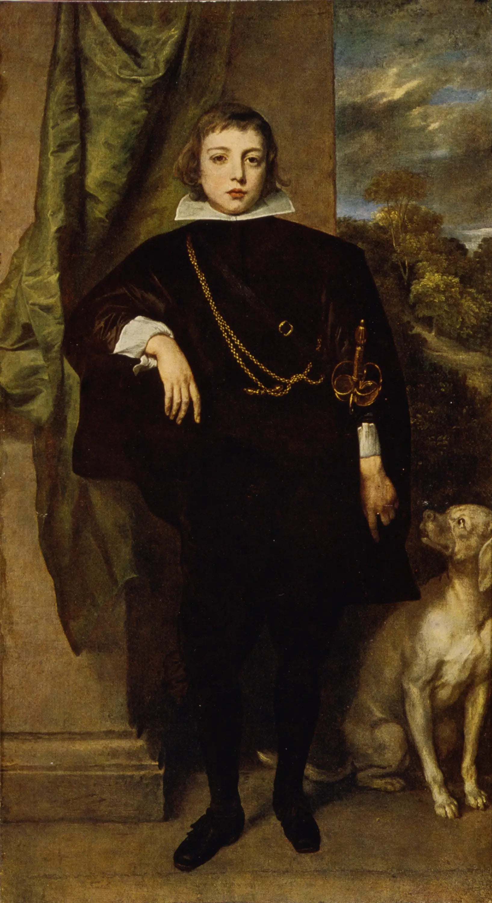Portrait de Filippo Francesco d'Este, marquis de Lanzo avec son chien - Antoine van Dyck image 1 copie peinte à la main à l’huile