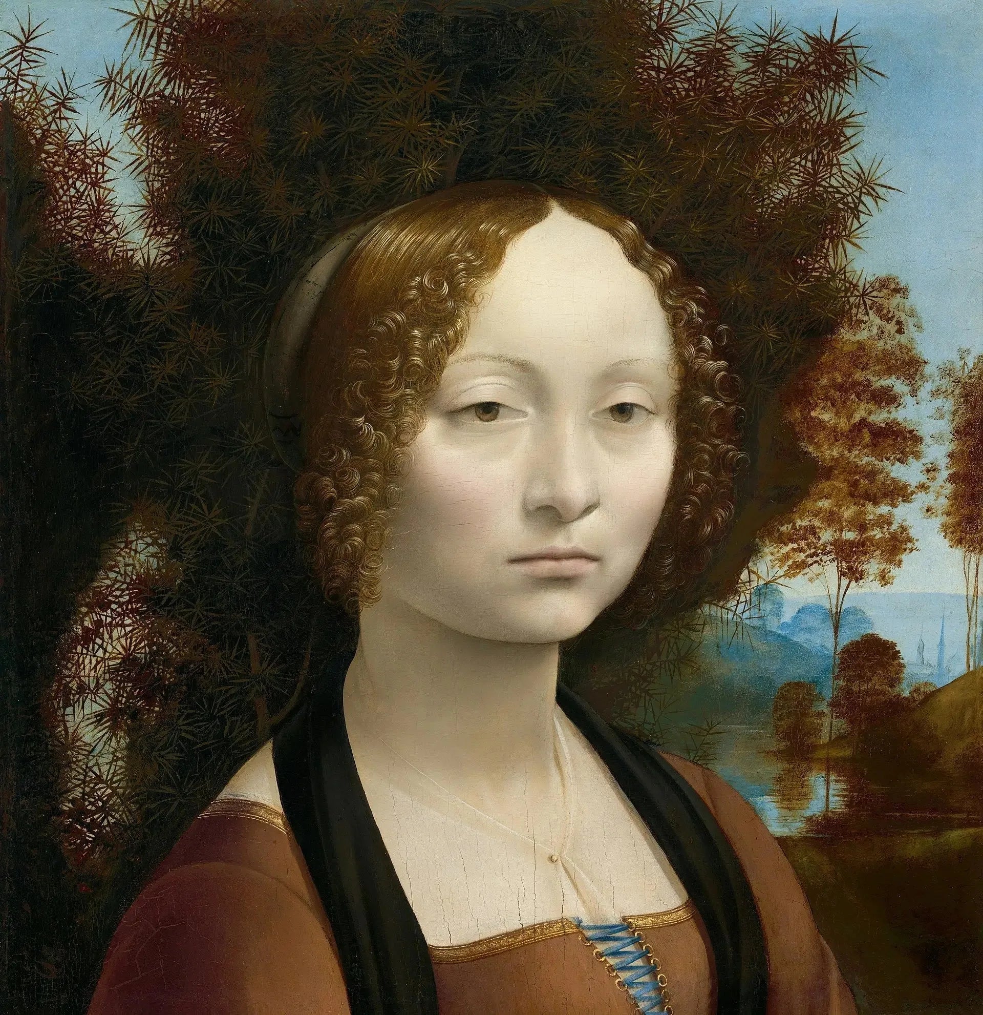 Portrait de Ginevra de' Benci - Léonard de Vinci image 1 copie de tableau peinte à la main