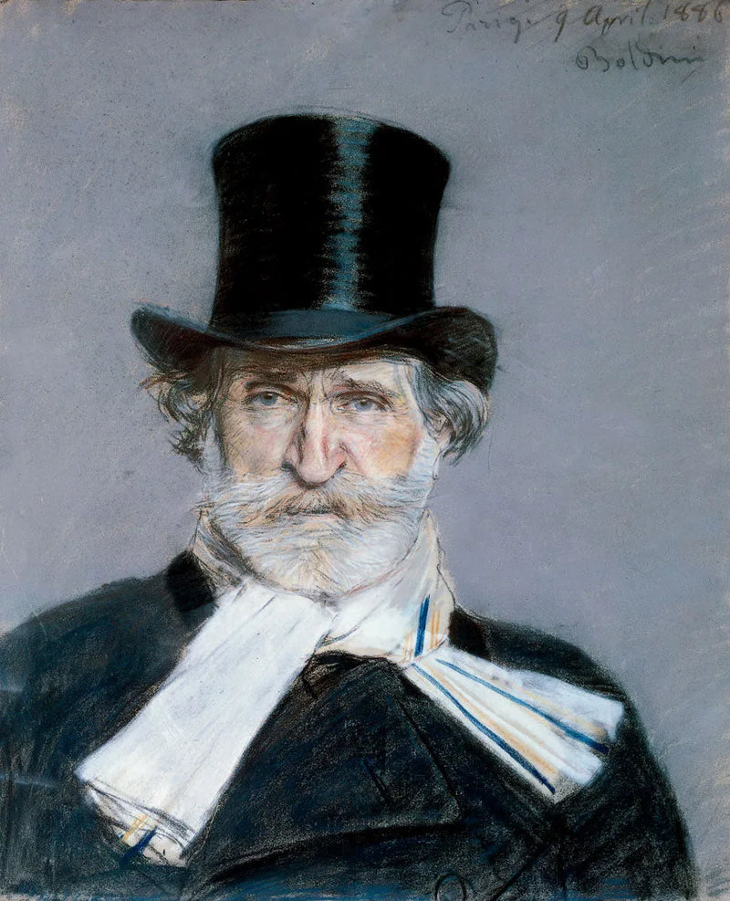 Ritratto di Giuseppe Verdi con foulard bianco e cilindro - Giovanni Boldini