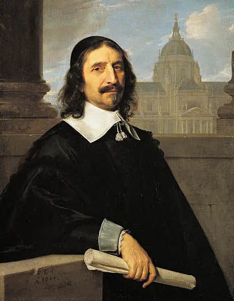 Ritratto di Jacques Lemercier davanti alla cappella della Sorbona costruita tra il 1635 e il 1653 - Philippe de Champaigne