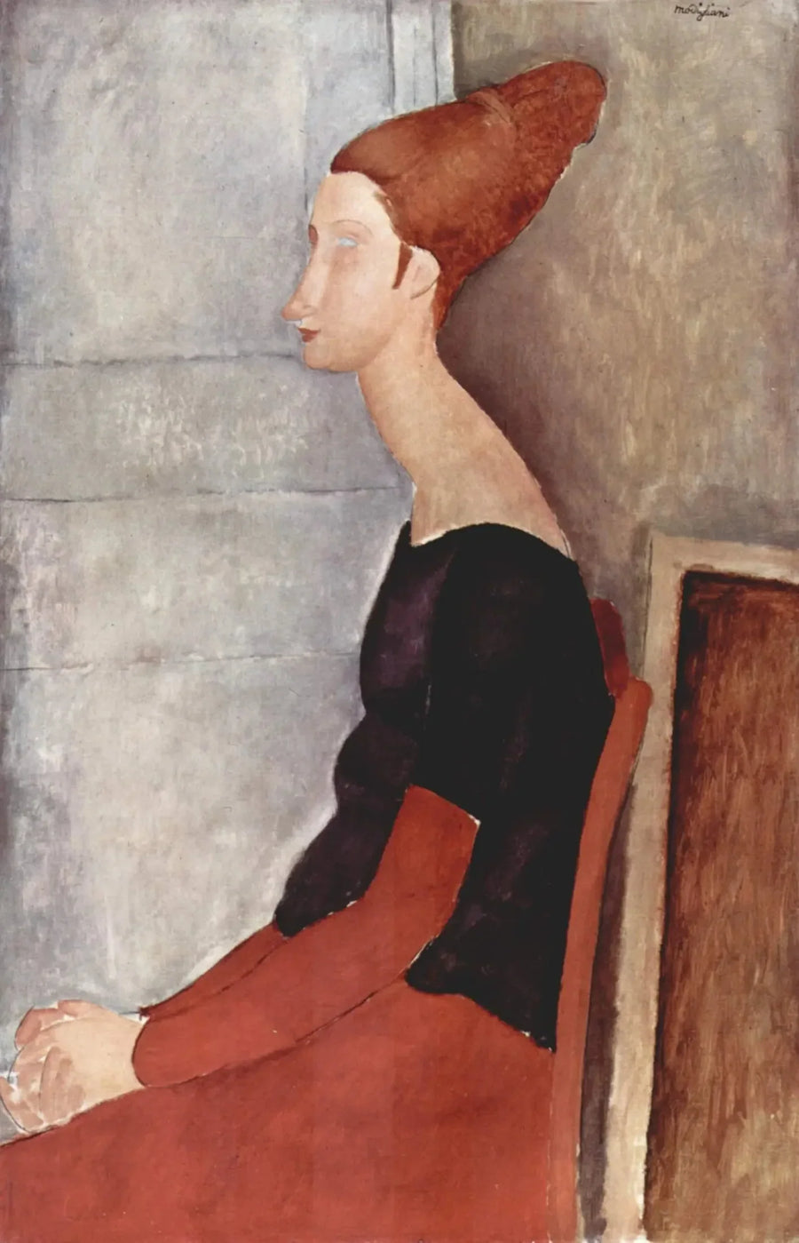 Ritratto di Jeanne Hébuterne seduta di profilo - Amedeo Modigliani