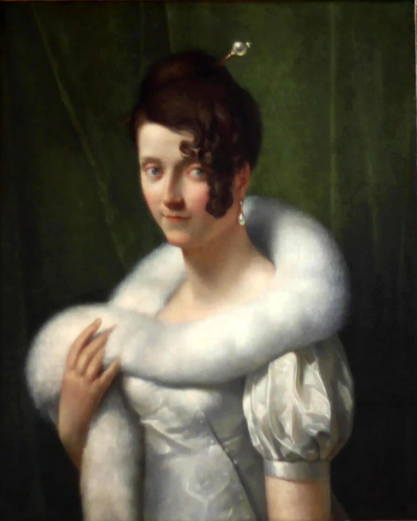 Portrait de jeune femme au boa - François Gérard image 2 reproduction artisanale de tableau