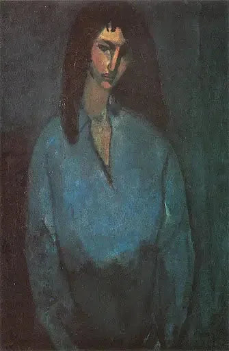 Ritratto di giovane ragazza con blusa blu - Amedeo Modigliani