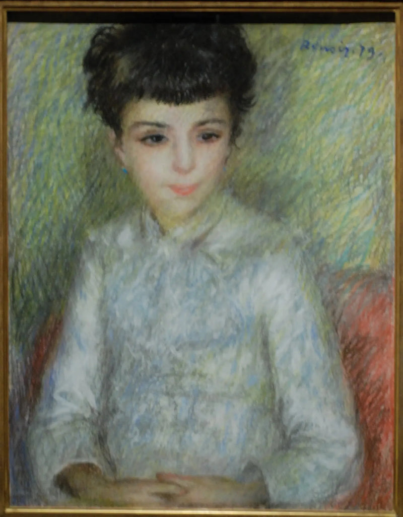 Ritratto di giovane ragazza bruna, seduta con le mani incrociate - Pierre-Auguste Renoir