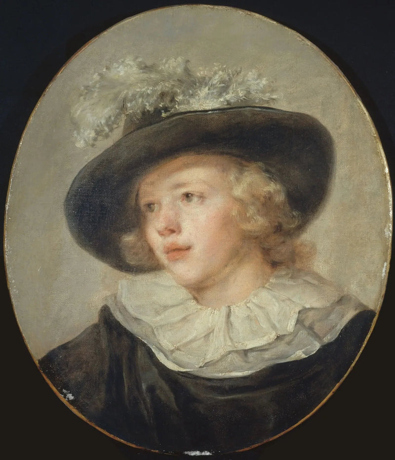 Ritratto di un giovane ragazzo con un cappello con piume - Jean-Honoré Fragonard