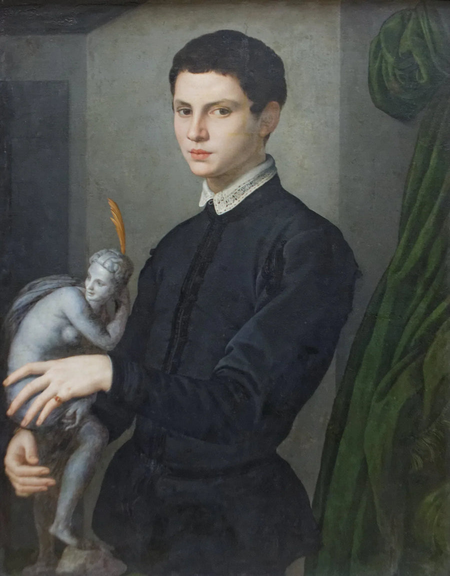Ritratto di un giovane uomo che tiene una statuetta - Bronzino