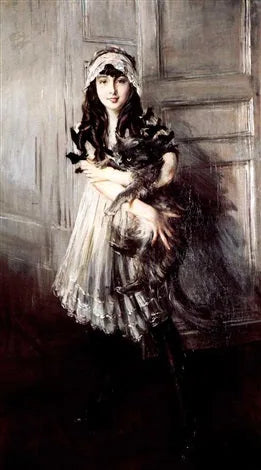 Ritratto di Josefina Errazuriz Alvear che tiene un gatto - Giovanni Boldini