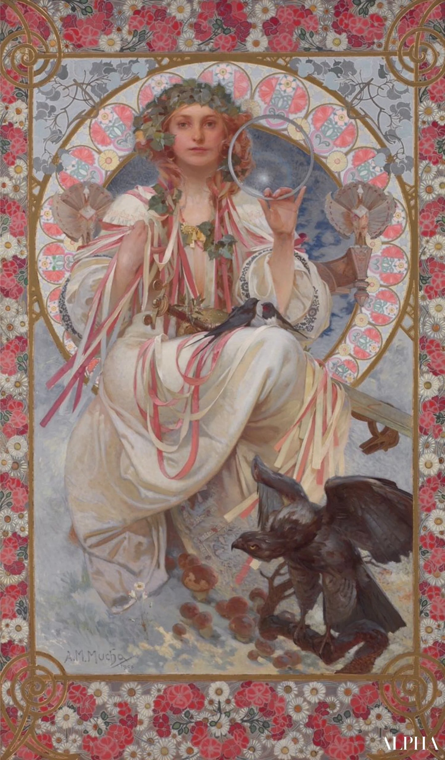 Reproduction du tableau « Portrait de Joséphine Crane Bradley dans le rôle de Glory - Mucha » par Alpha Reproduction en peinture à l’huile