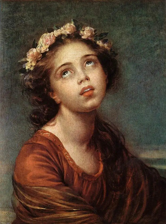 Portrait de Julie Lebrun portant une couronne de roses - Élisabeth Vigée Le Brun image 1 copie de tableau peinte à la main