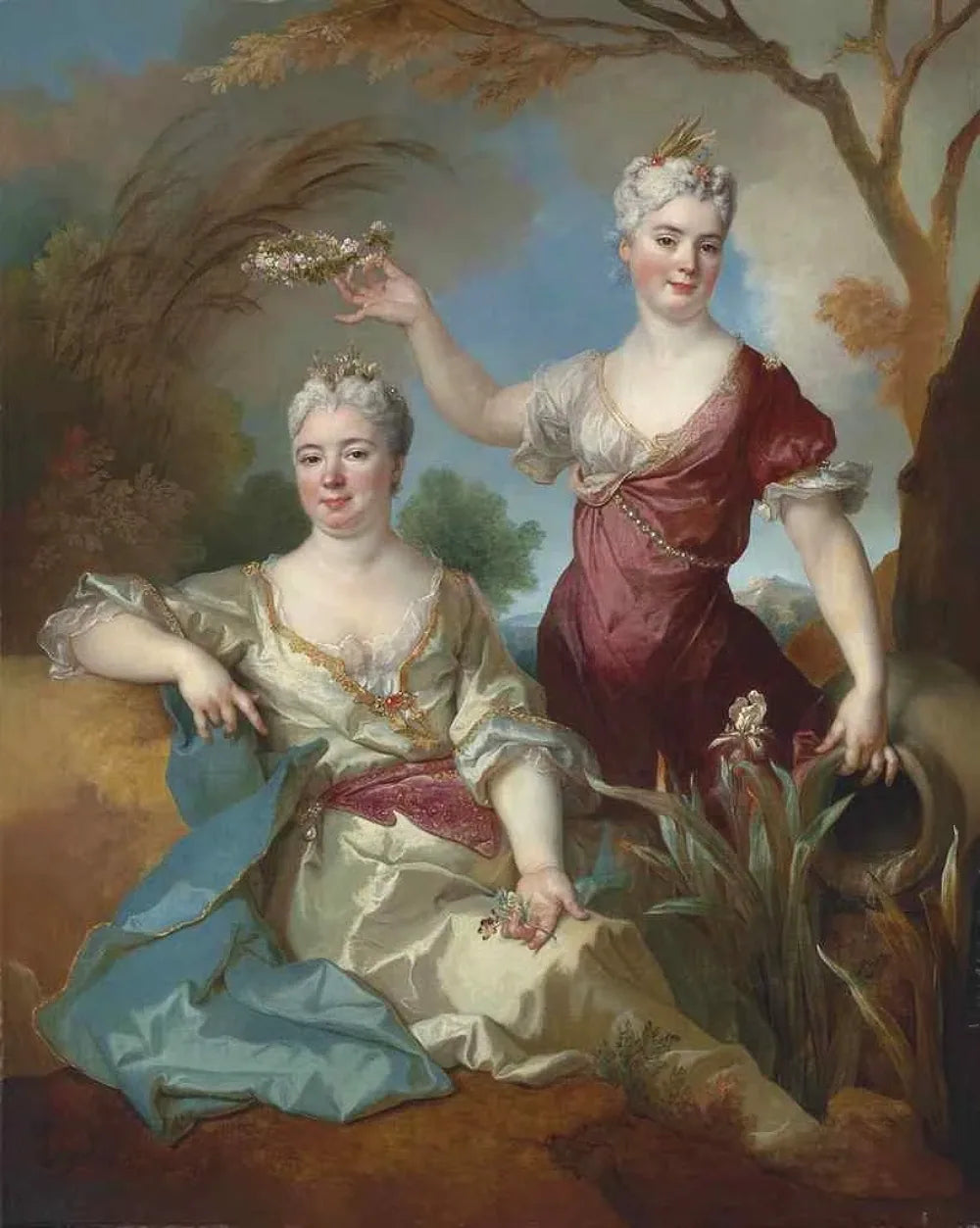 Portrait de la baronne Le Leu d'Aubilly et de sa fille Madame de Guinaumont - Nicolas de Largillière image 1 reproduction artisanale de tableau