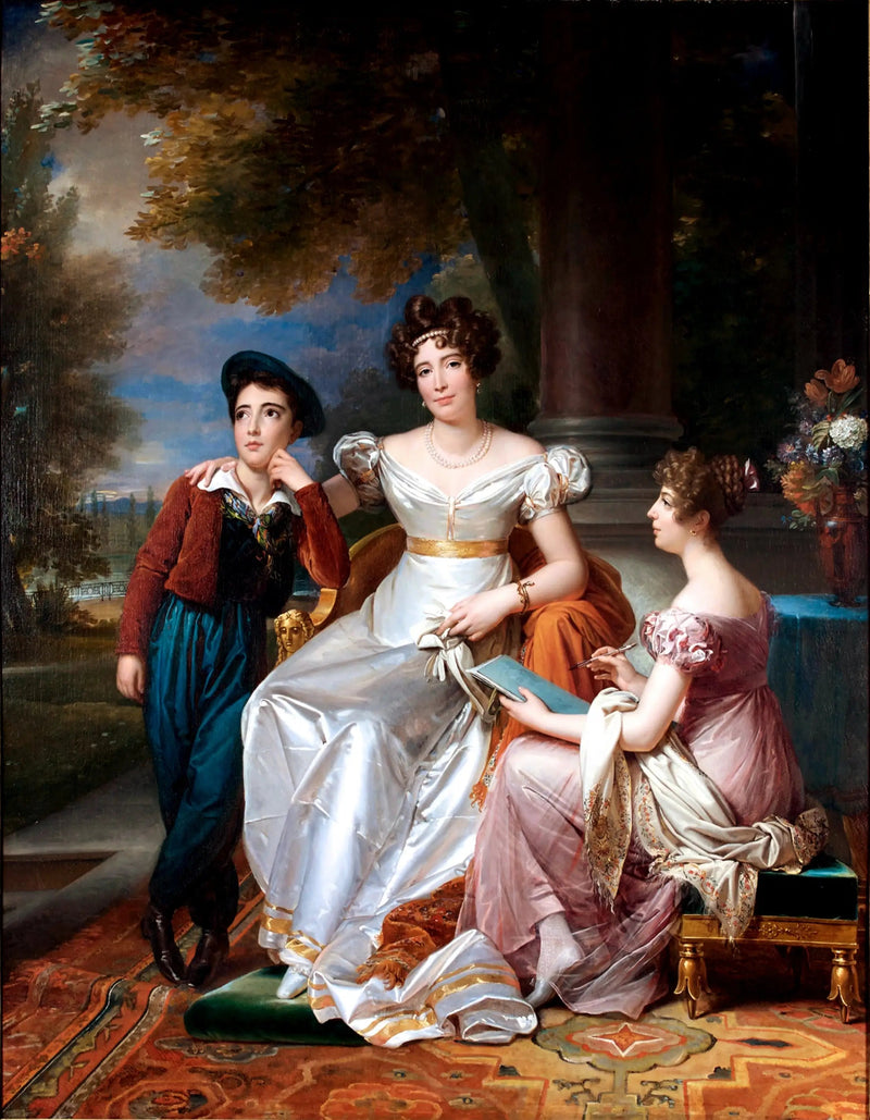 Ritratto della contessa du Cayla con i suoi figli Ugoline e Ugolin sulla terrazza del castello di Saint-Ouen - François Gérard