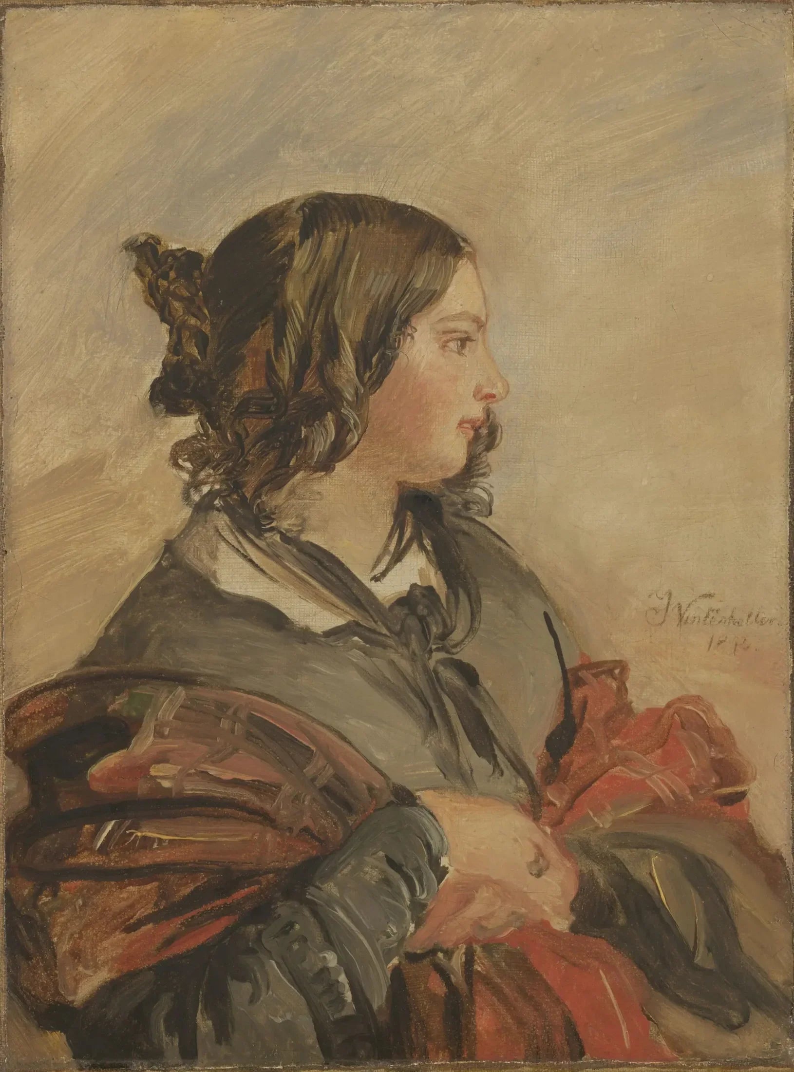 Portrait de la jeune reine Victoria - Franz Xaver Winterhalter image 1 copie de tableau peinte à la main