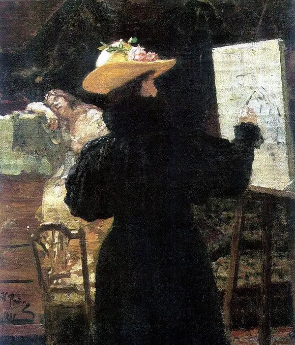 Ritratto della principessa Maria Klavdievna Tenisheva mentre lavorava - Ilya Repin