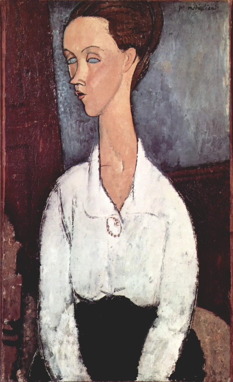Ritratto di Lunia Czechowska in camicia bianca - Amedeo Modigliani