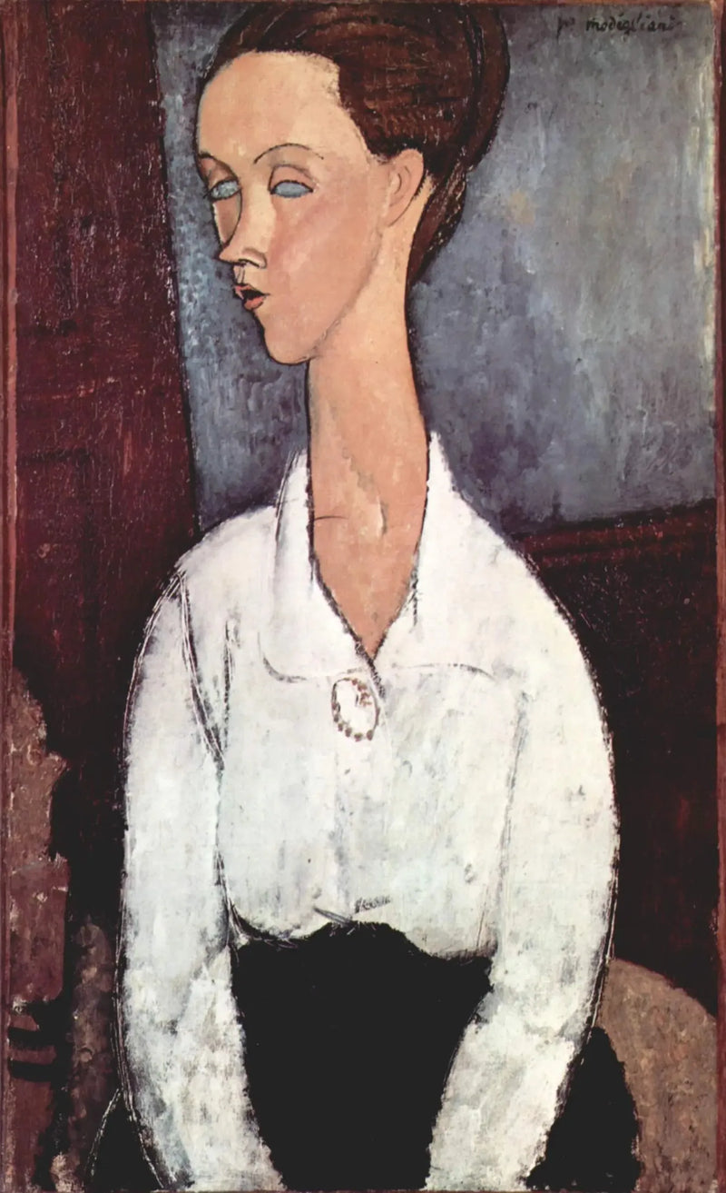 Ritratto di Lunia Czechowska in camicia bianca - Amedeo Modigliani