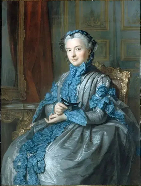 Ritratto di Madame la présidente de Rieux, in abito da ballo, che tiene una maschera - Maurice-Quentin de La Tour