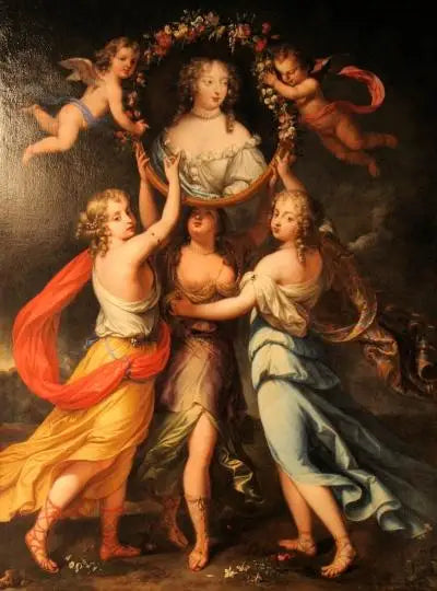 Ritratto di Madame de Montespan sorretto dalle grazie e incoronato dagli amori - Pierre Mignard