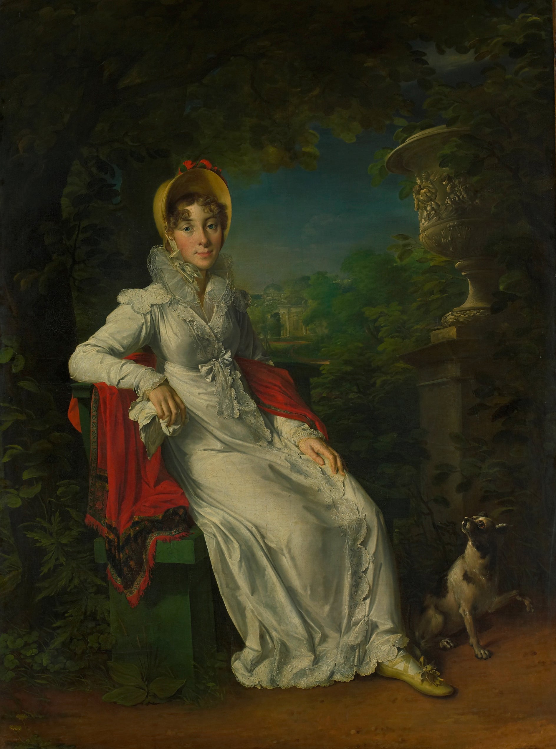 Portrait de Marie Caroline Ferdinande Louise de Naples épouse de Charles Ferdinand duc de Berry dans le parc