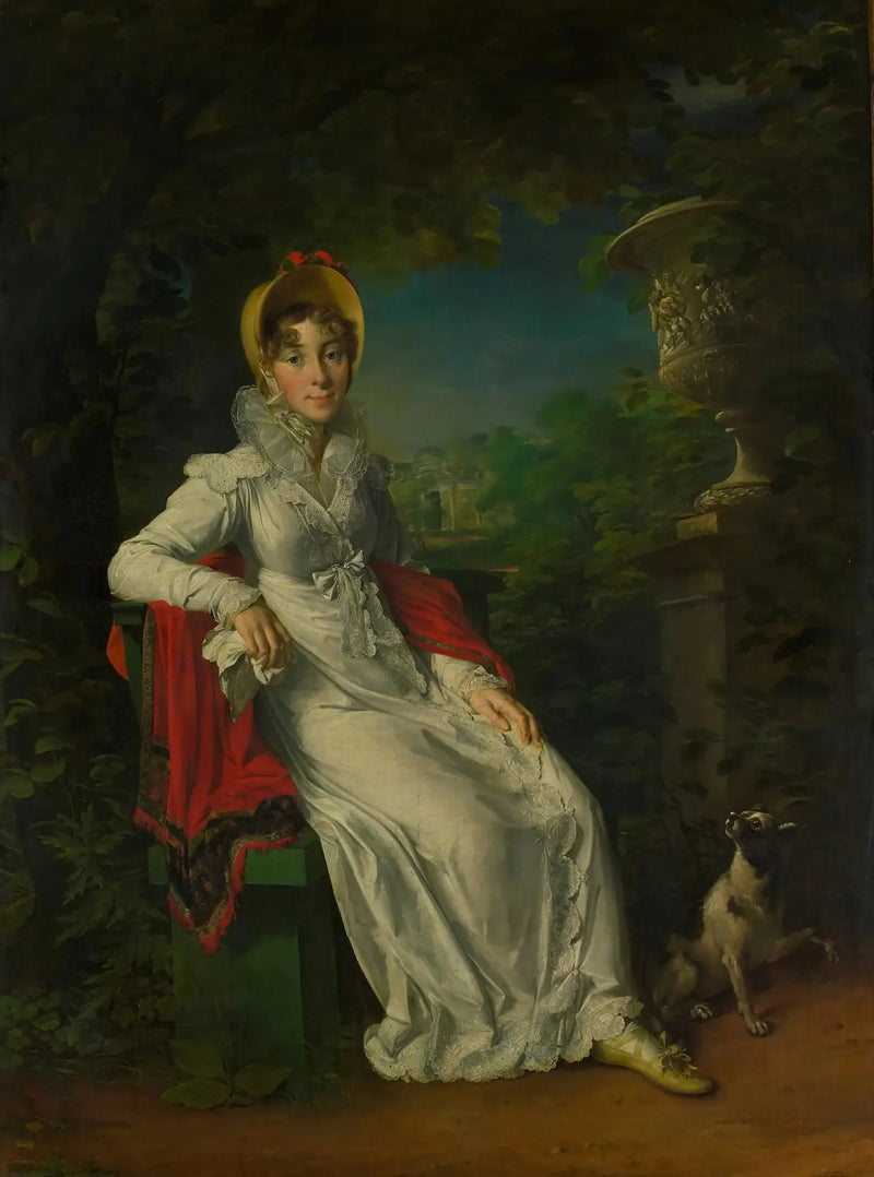 Ritratto di Marie Caroline Ferdinande Louise di Napoli, moglie di Carlo Ferdinando, duca di Berry, nel parco di Bagatelle nel bois de Boulogne, Parigi - François Gérard