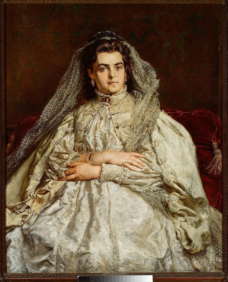 Ritratto di Teodora Matejko nata Giebułtowska in abito da sposa. - Jan Matejko