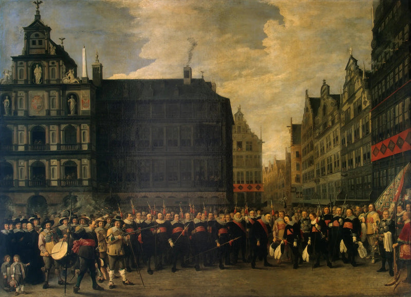 Ritratto dei membri della gilda degli arcieri sulla Grand-Place di Anversa - David Teniers il Giovane