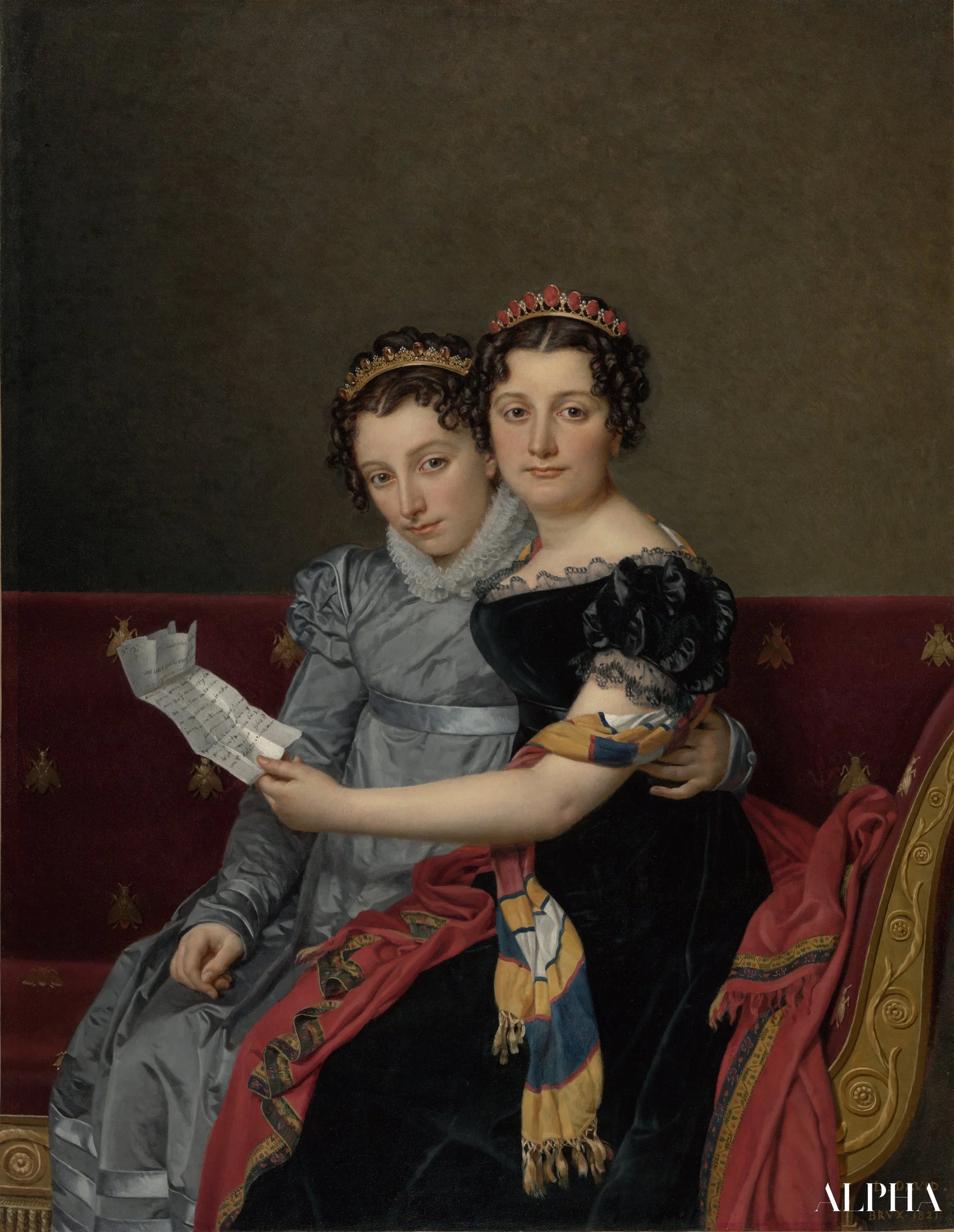 Ritratto delle sorelle Zénaïde e Charlotte Bonaparte - Jacques-Louis David - Riproduzioni di quadri e dipinti di alta qualità