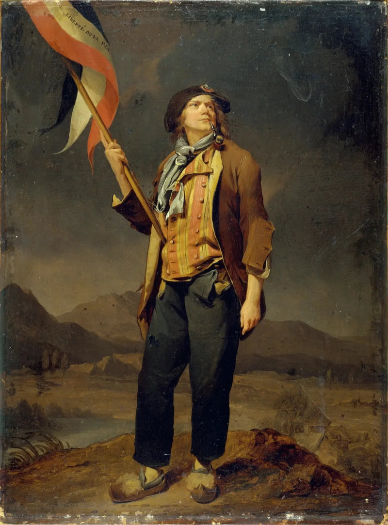 Ritratto del cantante Simon Chenard (1758-1832), in costume di sans-culotte, portando una bandiera alla festa della libertà della Savoia, il 14 ottobre 1792 - Louis-Léopold Boilly