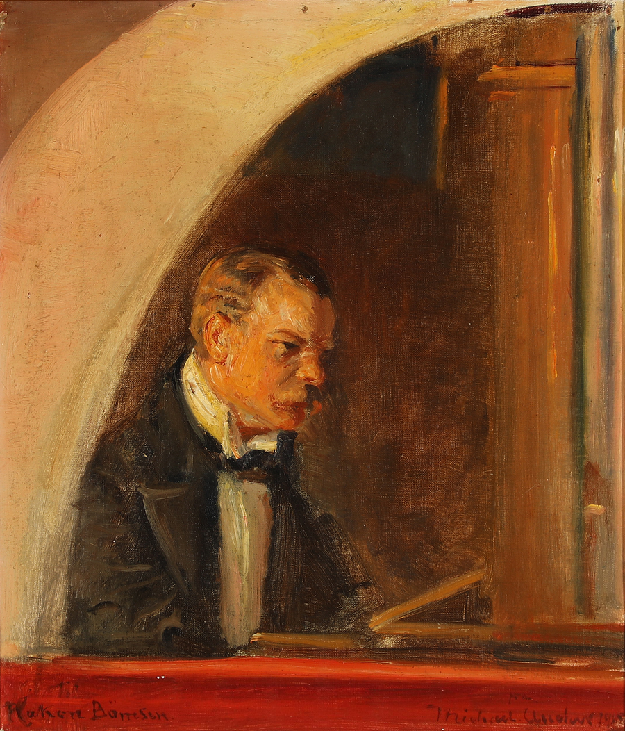 Ritratto del compositore Hakon B��rresen. -Michael Peter Ancher