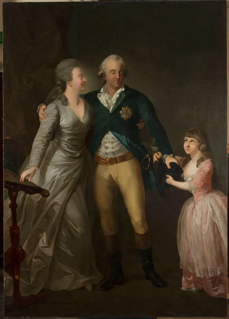 Ritratto del duca sassone Carlo Augusto con la sua sposa Sophie e la loro figlia - Anton Graff