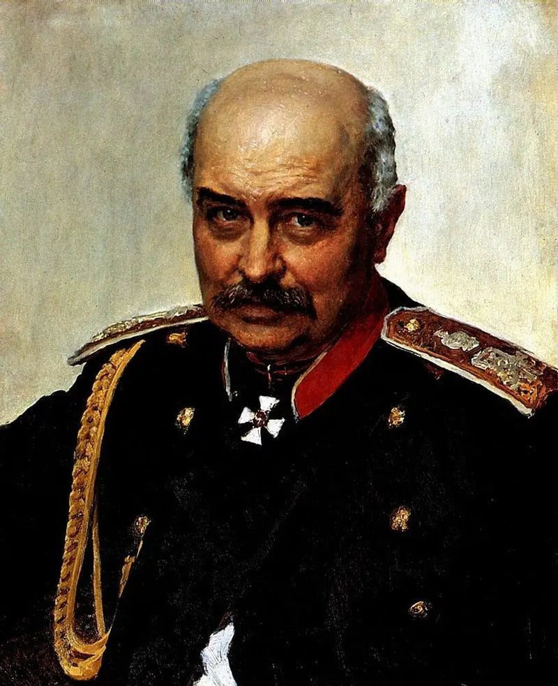 Ritratto del generale e uomo di stato Mikhaïl Ivanovitch Dragomirov. - Ilya Repin