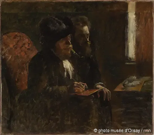 Portrait du graveur Desboutin et du graveur Lepic - Edgar Degas image 1 copie peinte à la main à l’huile