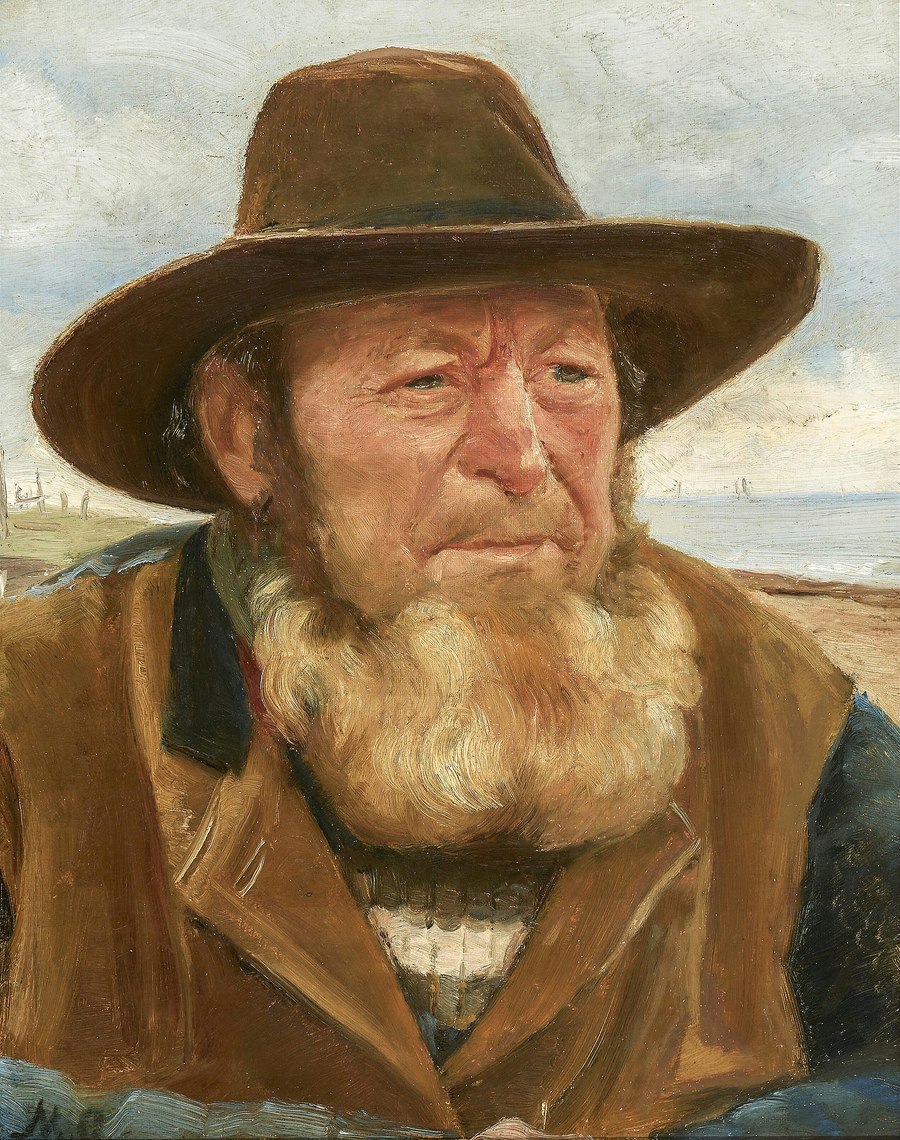 Ritratto del pescatore Ole Svendsen sulla costa – Michael Peter Ancher