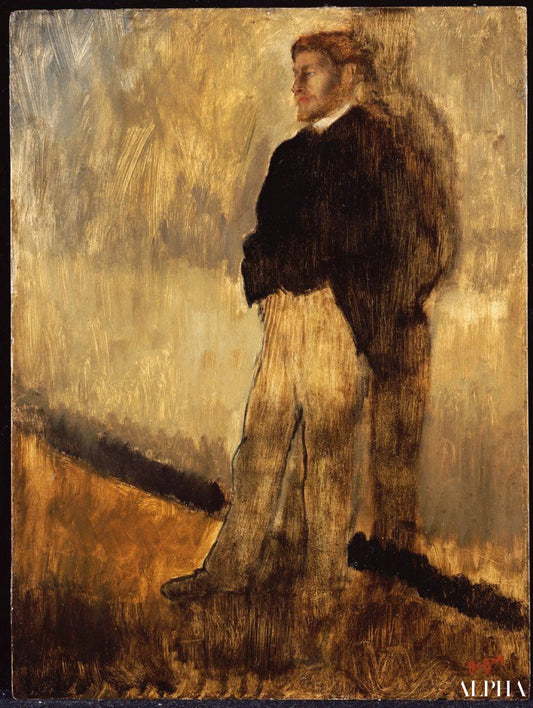 Portrait d'un homme debout, les mains dans les poches (Étude pour l''Intérieur) - Edgar Degas - Reproductions de tableaux et peintures haut de gamme