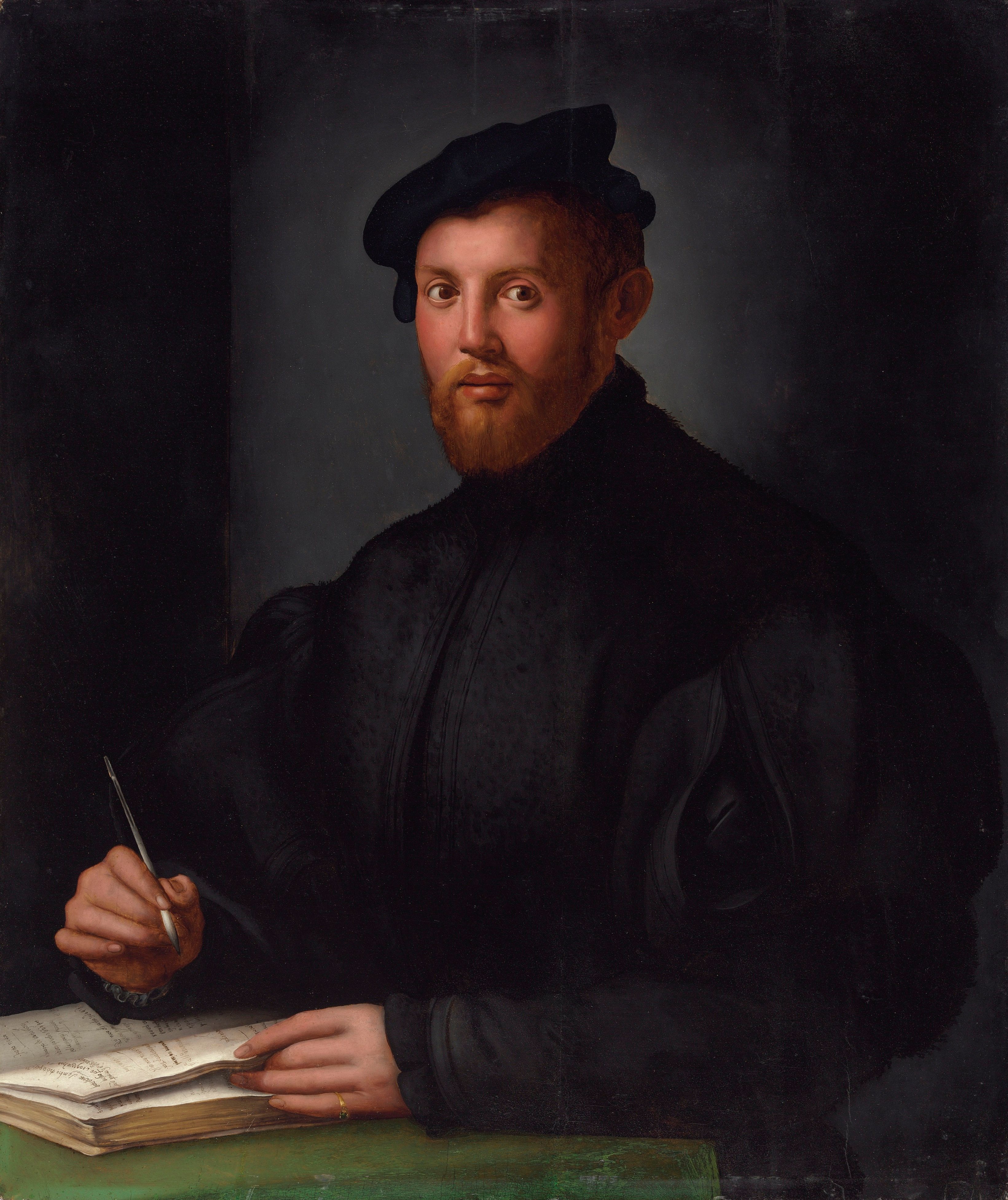 Portrait d’un jeune homme en noir avec un livre - Bronzino - Alpha Reproduction