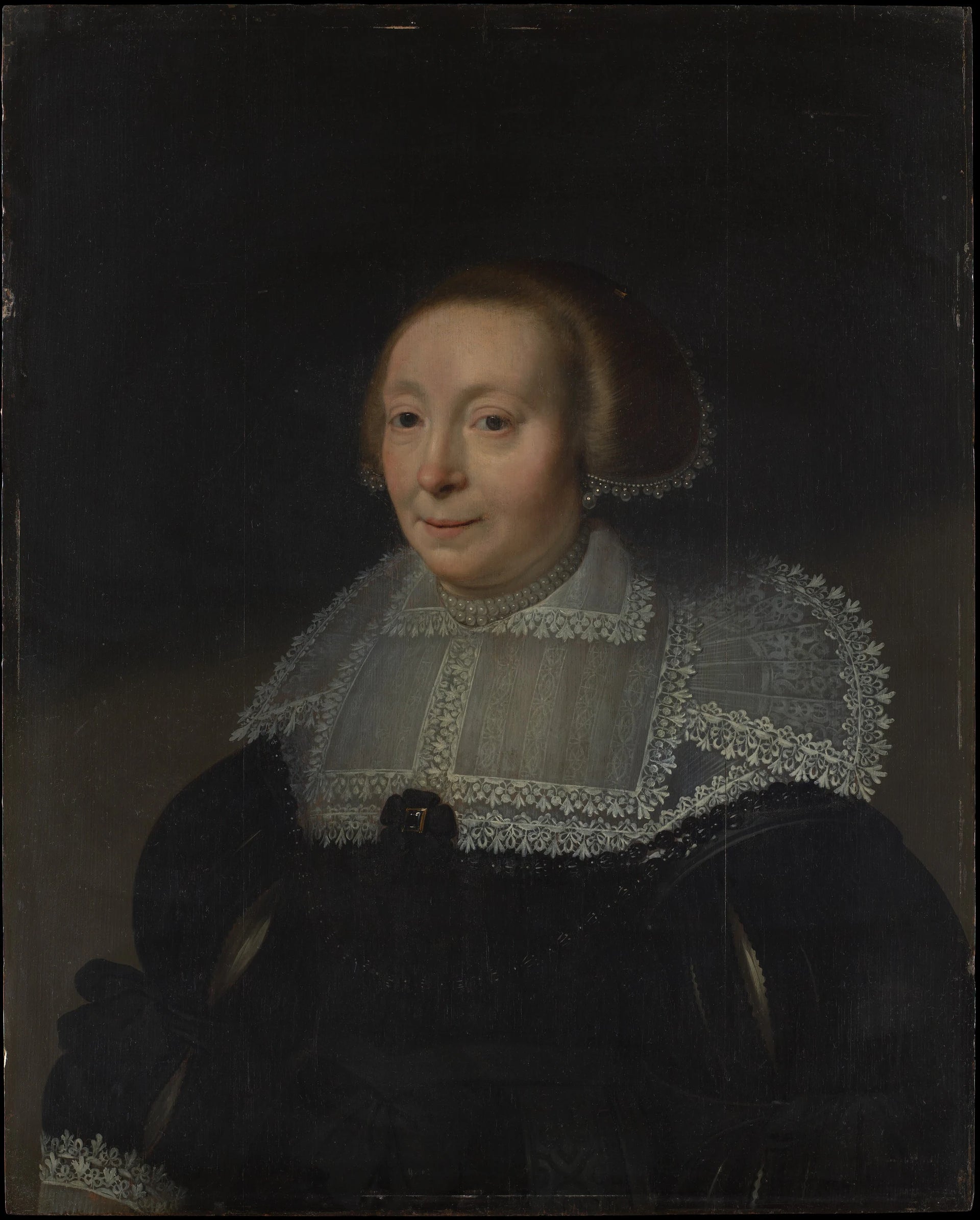 Portrait d'une femme avec un col en dentelle - Michiel Jansz. van Mierevelt